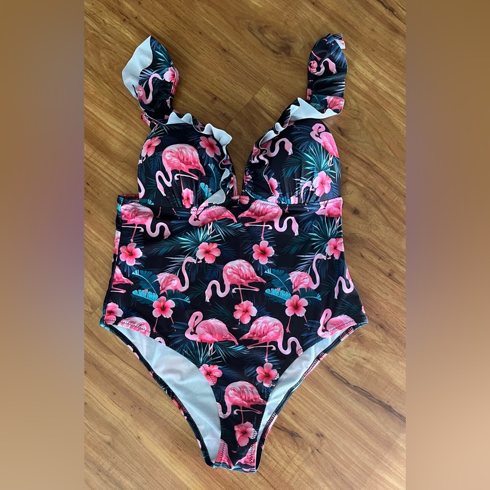 SHEIN Pink Flamingo one piece